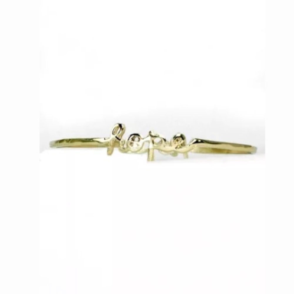 Gold Hope Script Wording Bangle Bracelet - Picture 3 of 3